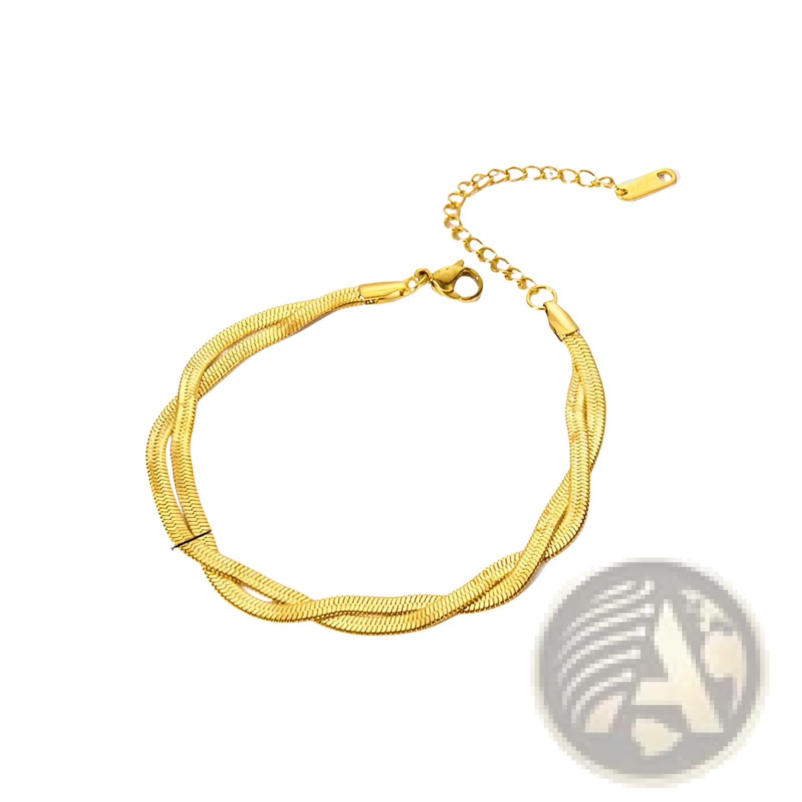 18k gold pvd plated stainless steel triple strand snake chain anklet with secure clasp and adjustable extension