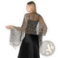 A shimmering black beaded 1920s sequin fringed evening shawl with delicate mesh design and dangling fringe