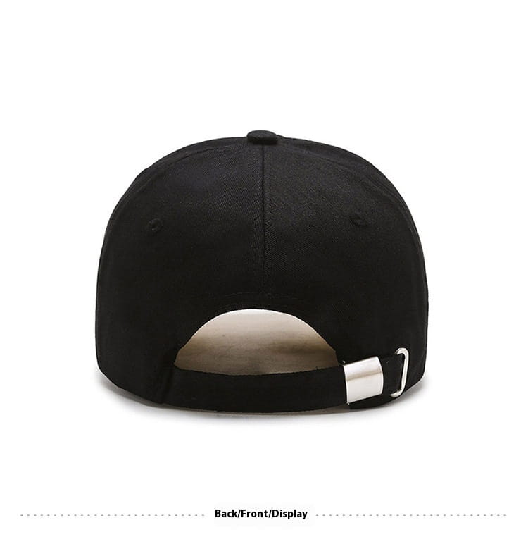 black new york force embroidered baseball cap showing the back side with a silver metal buckle on the adjustable strap.