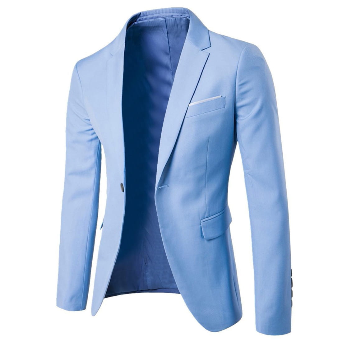 Herren Slim-Fit-Casual-Blazer einfarbiges Sakko in Hellblau mit einer eleganten, maßgeschneiderten Passform und passendem Innenfutter