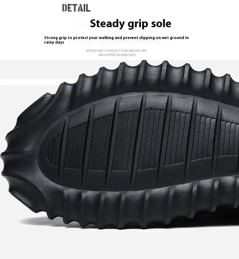 black rubber sole with deep textured grooves for steady grip on wet surfaces of men’s suede casual sneakers with chunky rubber sole