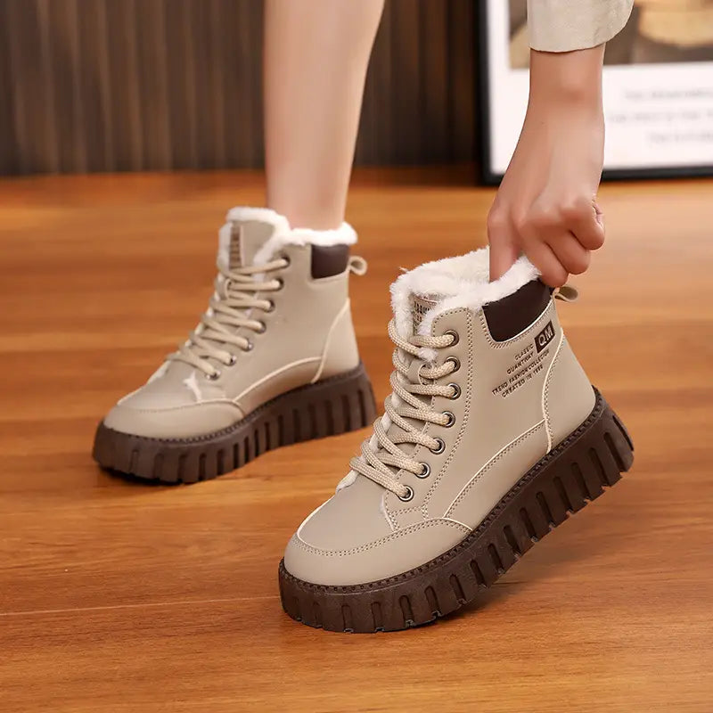 Women’s Lace Up Fleece Lined Winter Fashion Snow Boots