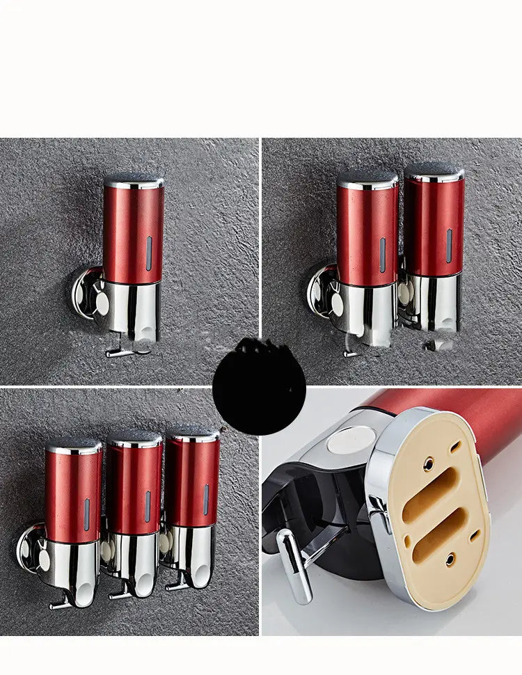 wall mounted soap dispenser chrome abs pump in red and chrome with dual spray design and sleek modern appearance