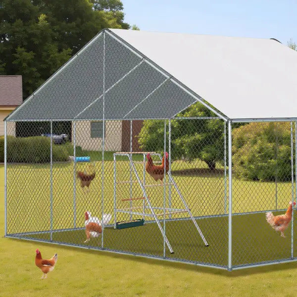 Hühner-Sitzstange mit 4 Ebenen aus Metall und Holz für Outdoor-Aktivitäten