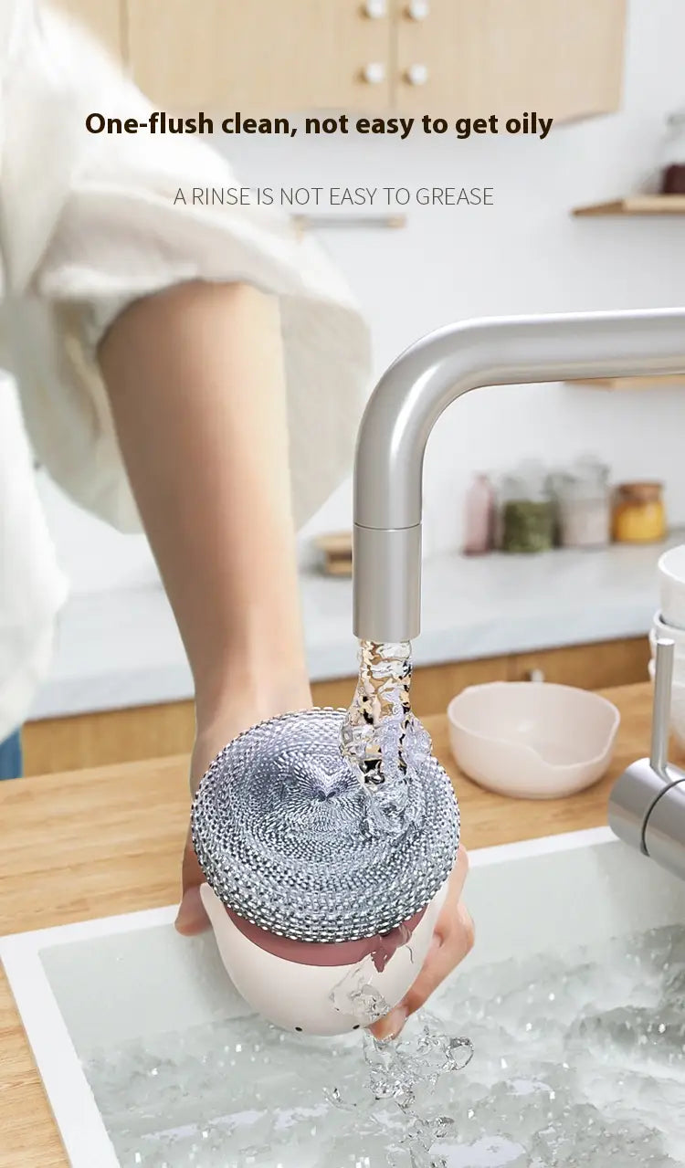 récurant pour vaisselle en tricot argenté avec base en céramique blanche pour le récurant-distributeur automatique de savon liquide pour brosse à plat en forme d’œuf