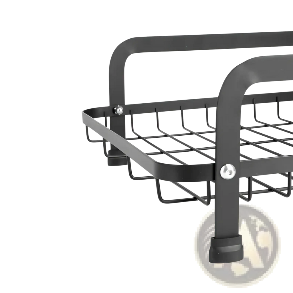 Black metal wire 2-tier dish drying rack with sturdy frame grid design and automatic drainage system for kitchen use