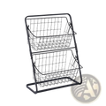 Black metal wire two-tier fruit basket kitchen storage rack for organized countertop storage and display