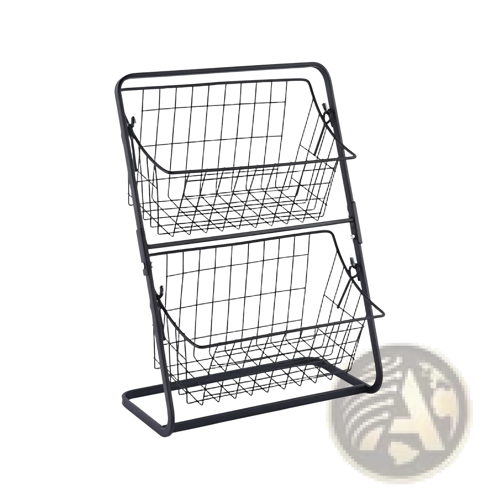 Black metal wire two-tier fruit basket kitchen storage rack for organized countertop storage and display