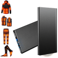 Black rectangular 20000mah portable power bank with multiple usb ports and indicator lights for heated apparel