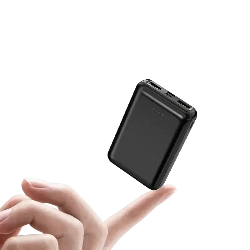 Black rectangular 20000mAh power bank with multiple USB ports and LED indicators for heated vests and air conditioning clothing