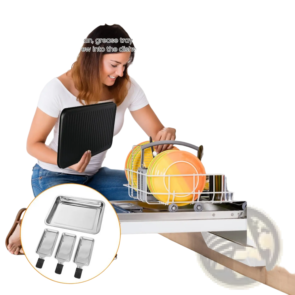 Black nonstick ridged grill pan with removable design for 2000w electric indoor grill with 3 raclette trays