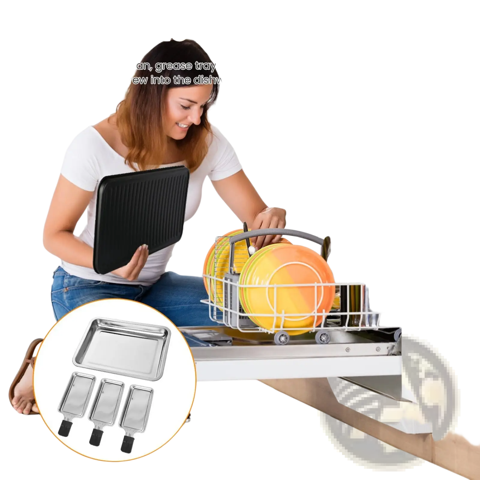 Black nonstick ridged grill pan with removable design for 2000w electric indoor grill with 3 raclette trays