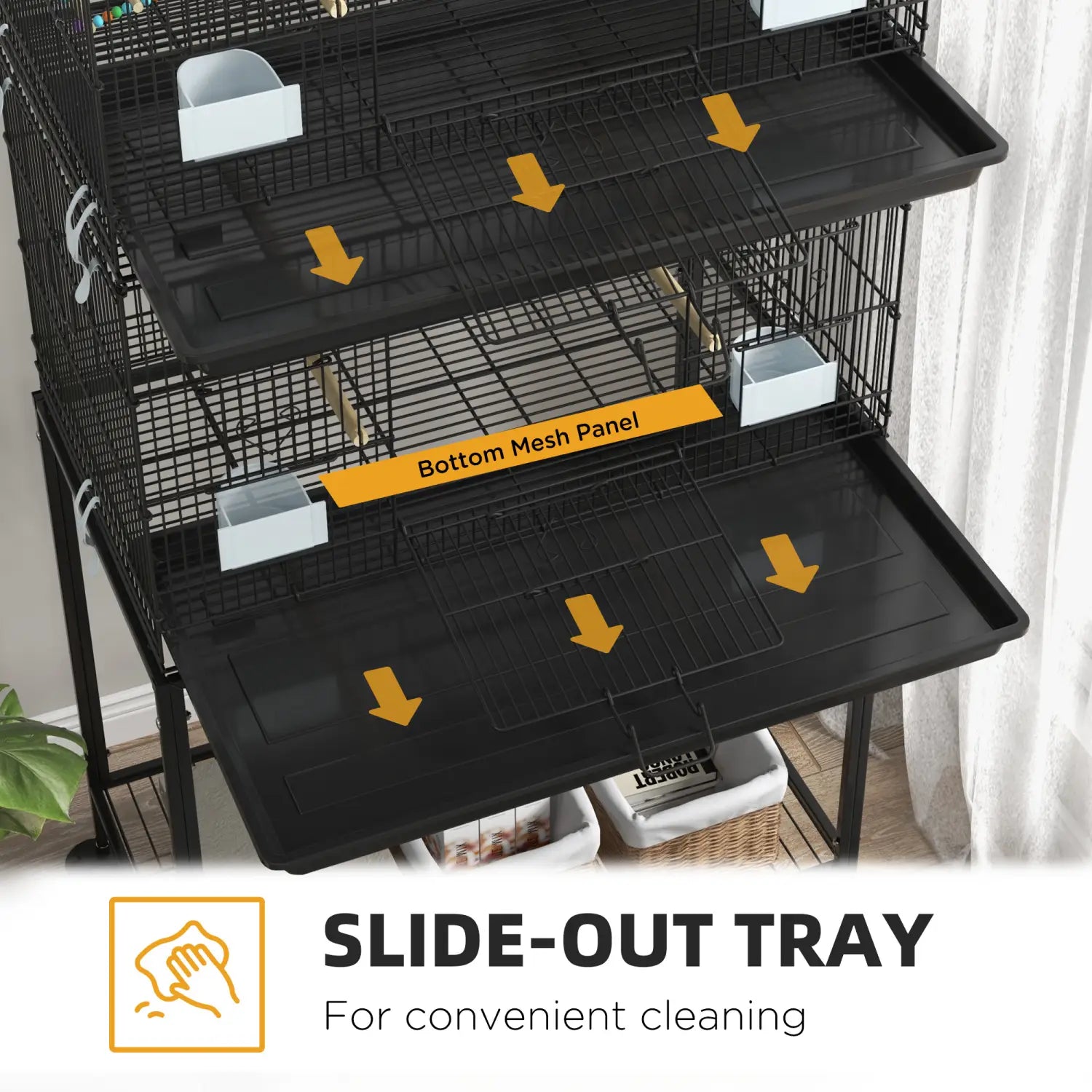 Jaula para aves doble apilable con base rodante de 64,5