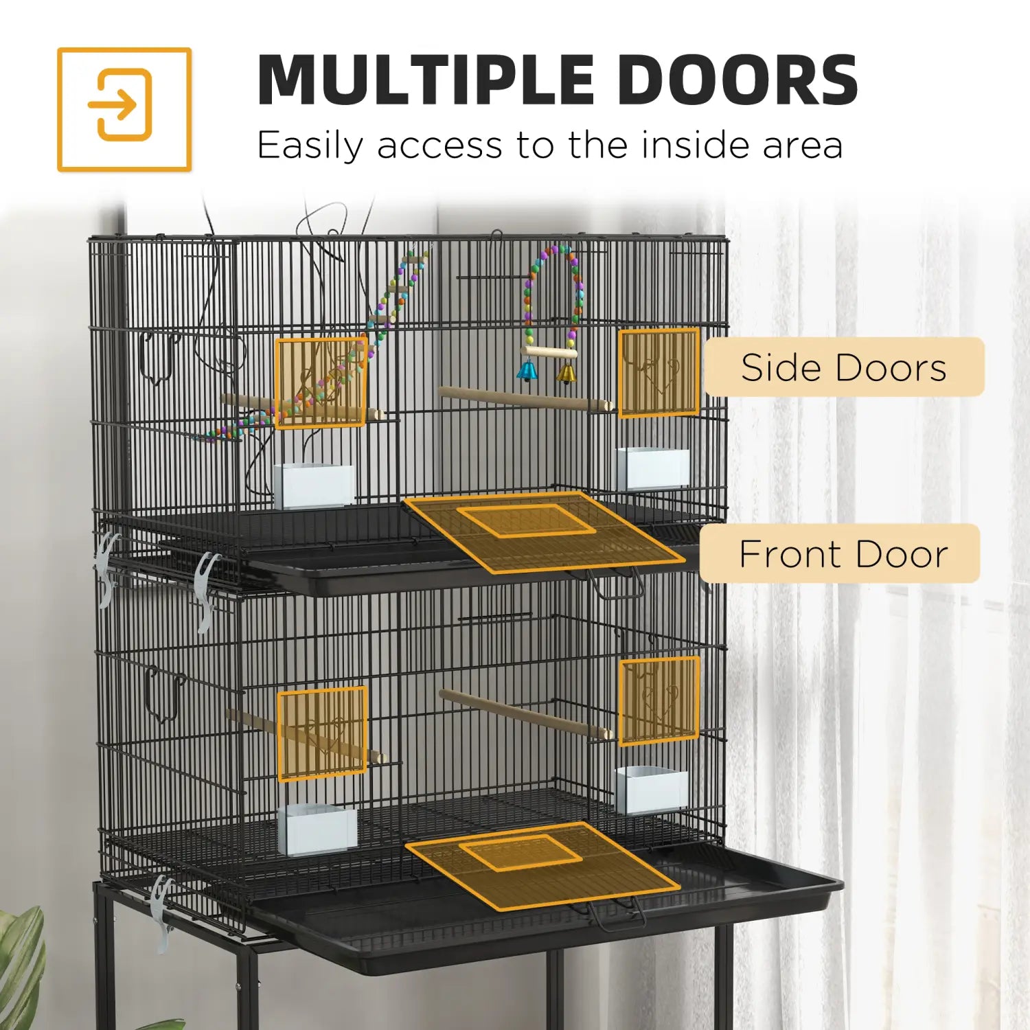 Jaula para aves doble apilable con base rodante de 64,5