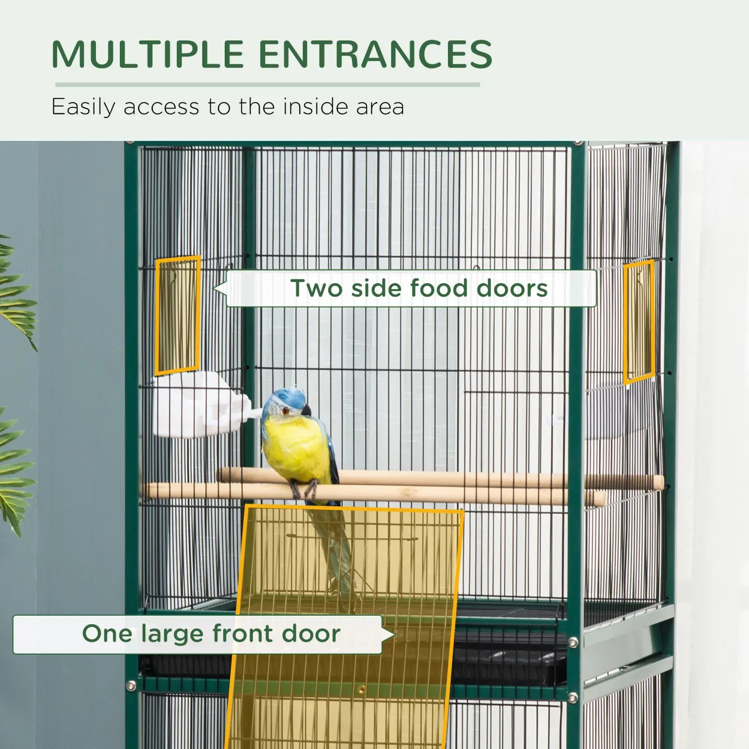 Gran jaula para aves de 55 pulgadas de ancho para aviario de pinzones, color verde