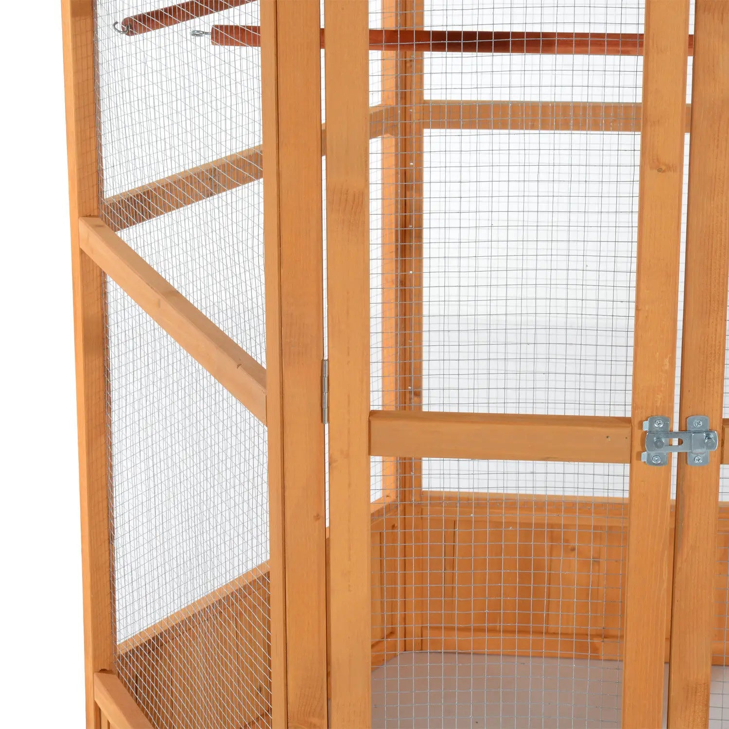 Voladero exterior de madera, jaula hexagonal de vuelo para aves