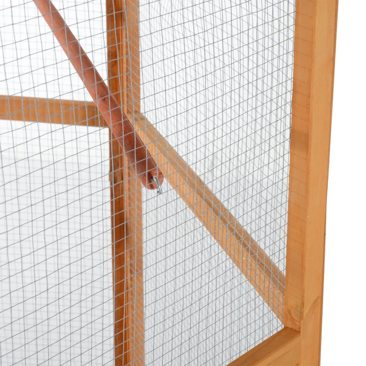 Voladero exterior de madera, jaula hexagonal de vuelo para aves