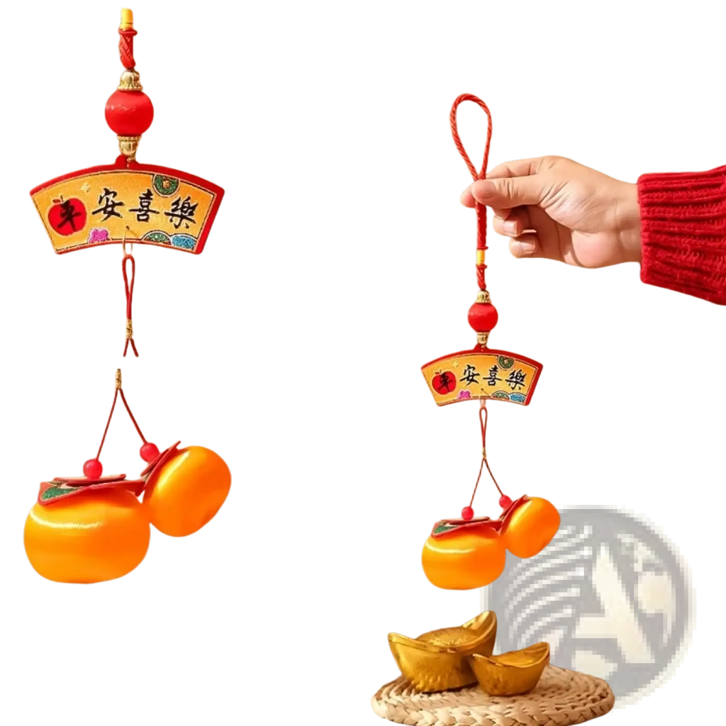 2025 lunar new year lantern pendant with red and gold decorative hanging ornament and curved chinese character sign