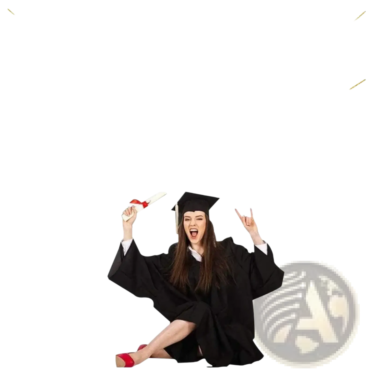 Gold glitter 2026 graduation banner featuring caps and the phrase we are so proud of you for graduation decor