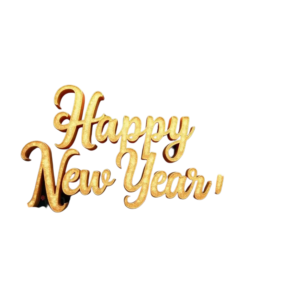 Golden happy new year lettering with glittery three-dimensional texture on 2026 new year party backdrop banner decoration
