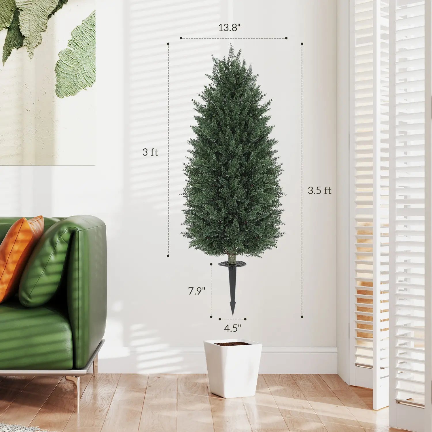 A 3-foot-tall artificial cypress topiary tree with dense dark green foliage and a conical shape in a set of 2.