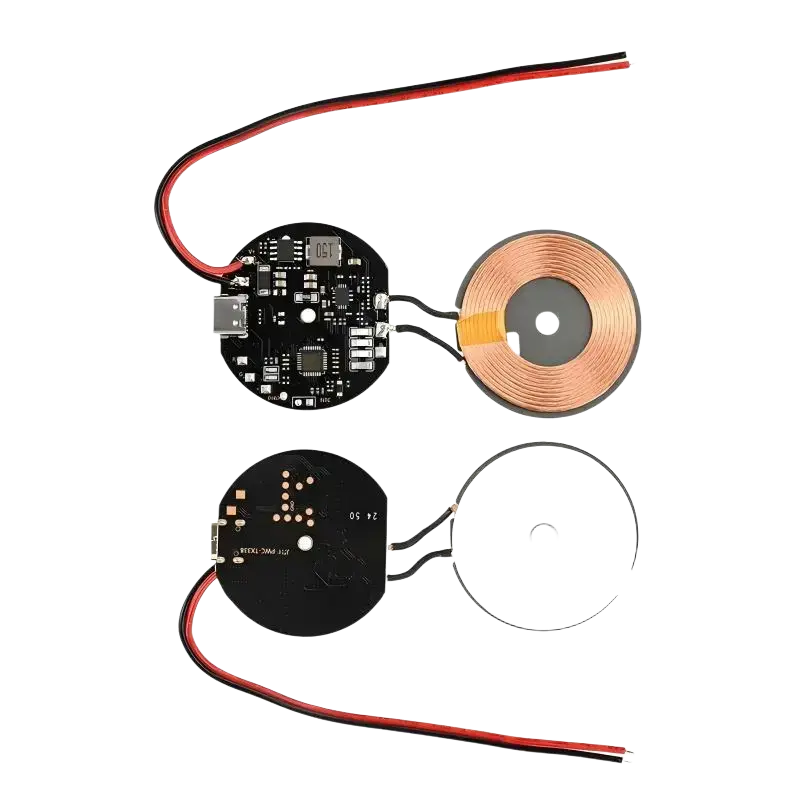 20w wireless charger circuit board with black pcb and copper coil diameter 43mm for cell phone charging