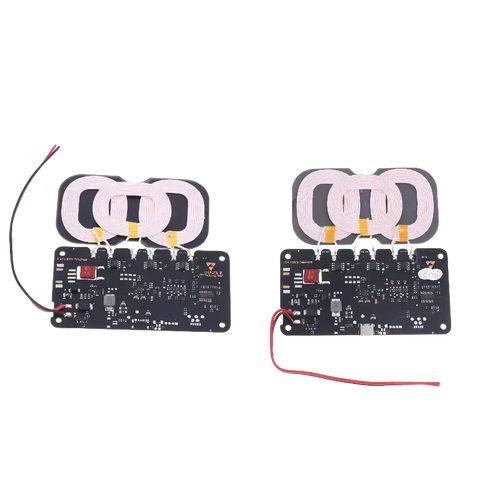 20w wireless charger transmitter modules with black circuit boards and white coil antennas for car and home use