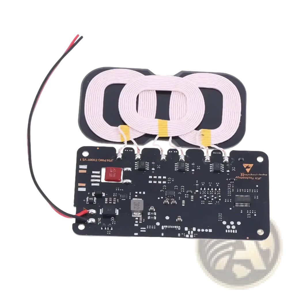 20w wireless charger module with black circuit board and pink coil wire for car and home use