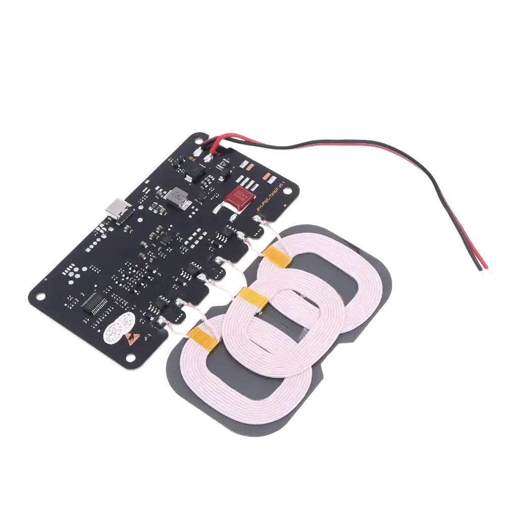 20w wireless charger module for car and home showing black wireless charging coil kit with pink coils and circuit board