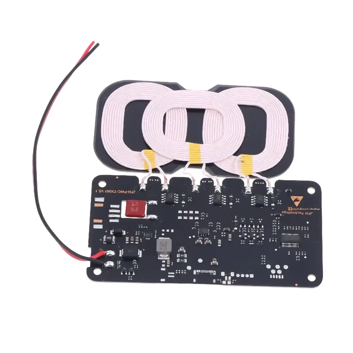 20w wireless charger module with black circuit board and pink coil wire for car and home use