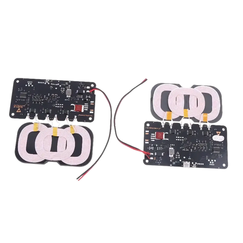 20w wireless charger module showing black circuit boards and white coil coils for car and home use back side view