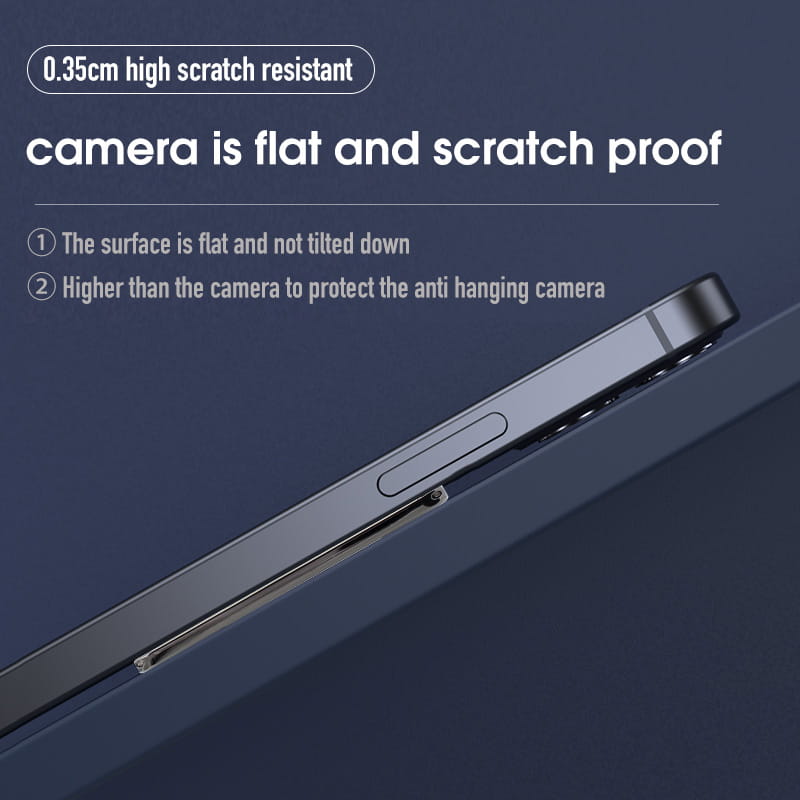 black sleek 0.35cm high scratch-resistant camera protector with a flat non-tilted surface on the back side designed to shield the anti-hanging camera in a magnetic phone ring holder foldable desktop stand product