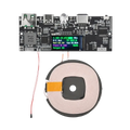 Black 22.5w fast charging wireless charger module with lcd display features circular coil pad and output support