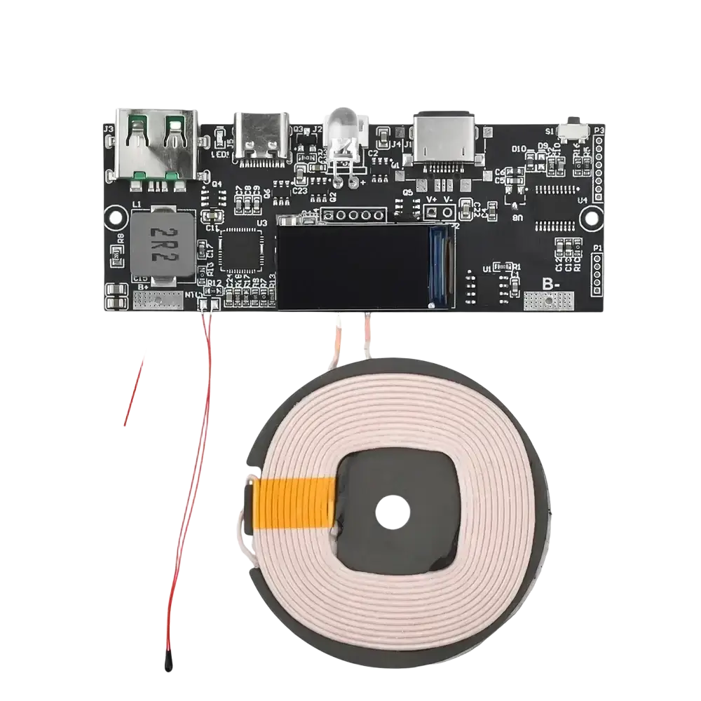 22.5w fast charging wireless charger module with black circuit board and circular coil design for fast charging