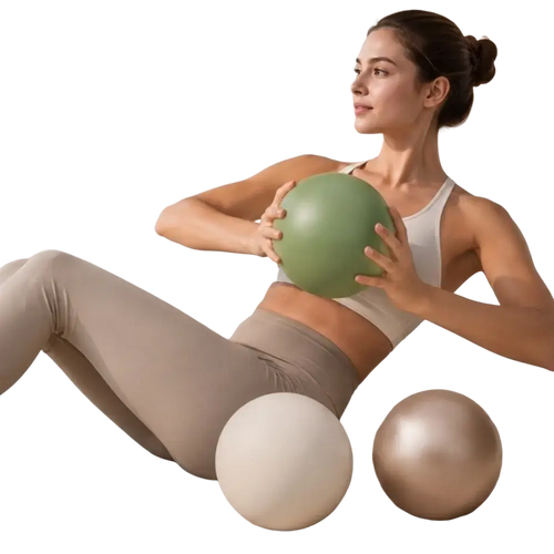 A smooth matte sage green 22 cm anti burst pilates yoga ball with non slip surface and eco friendly construction