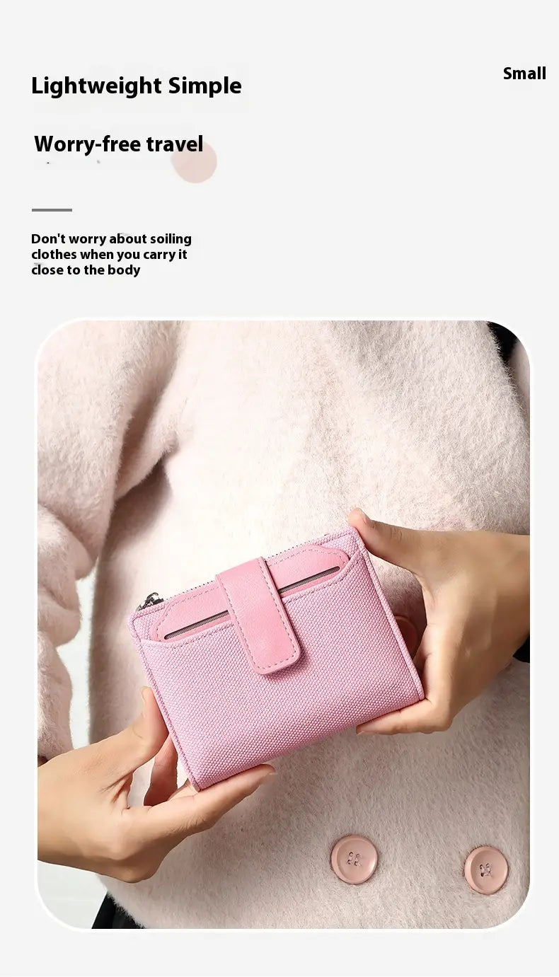 pink leather wallet womens short woven textured purse with matching flap closure