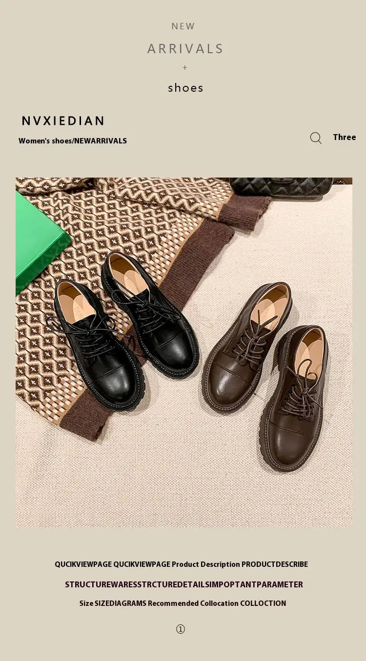 Schwarze und braune Damen-Plateau-Oxfordschuhe aus Leder mit Schnürdesign und klassischer Konstruktion aus Rinderleder im britischen Stil