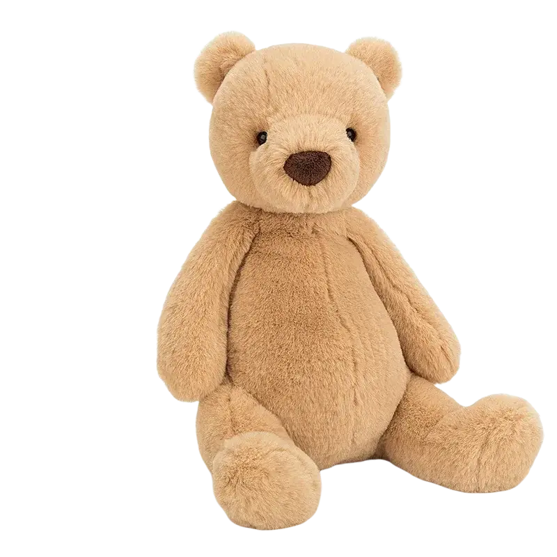 A soft light brown 23cm kawaii animals elephant bear plush toy with rounded body and small black button eyes
