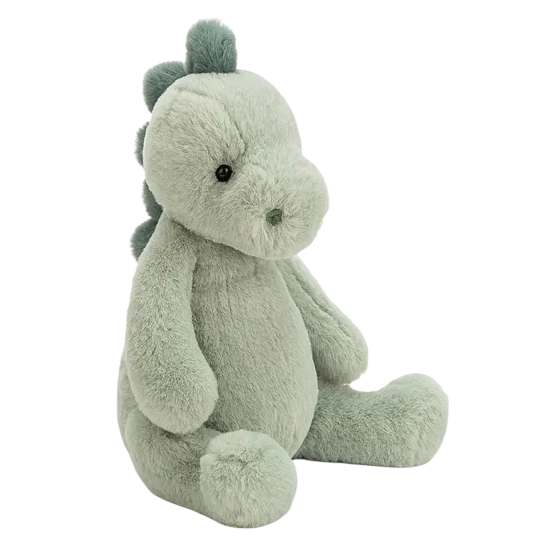 A 23cm kawaii animals plush toy featuring a soft light green fluffy animals elephant bear with small black eyes