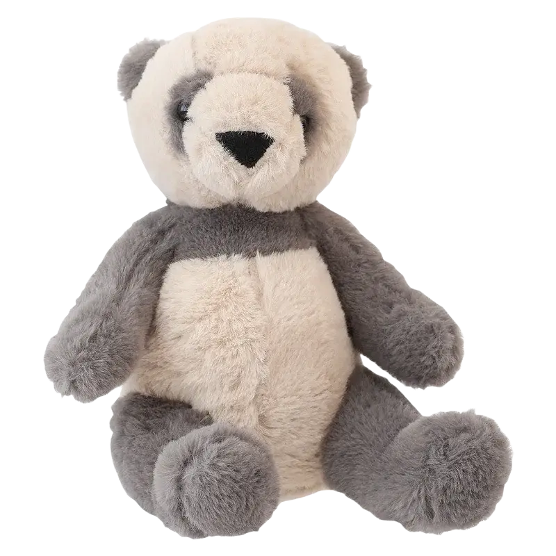 Soft plush panda toy with gray and cream-colored fur black button eyes and nose from 23cm kawaii animals elephant bear collection