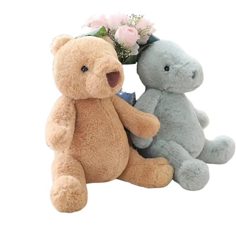 Soft tan plush 23cm kawaii animals elephant bear with black button eyes and brown stitched nose plush toy