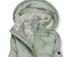 Veste matelassée vert clair pour femme, avec col en fourrure en cachemire et capuche moelleuse doublée.