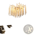 24 inch gold crystal waterfall pendant light with a golden branch-like frame and cascading clear crystal beads
