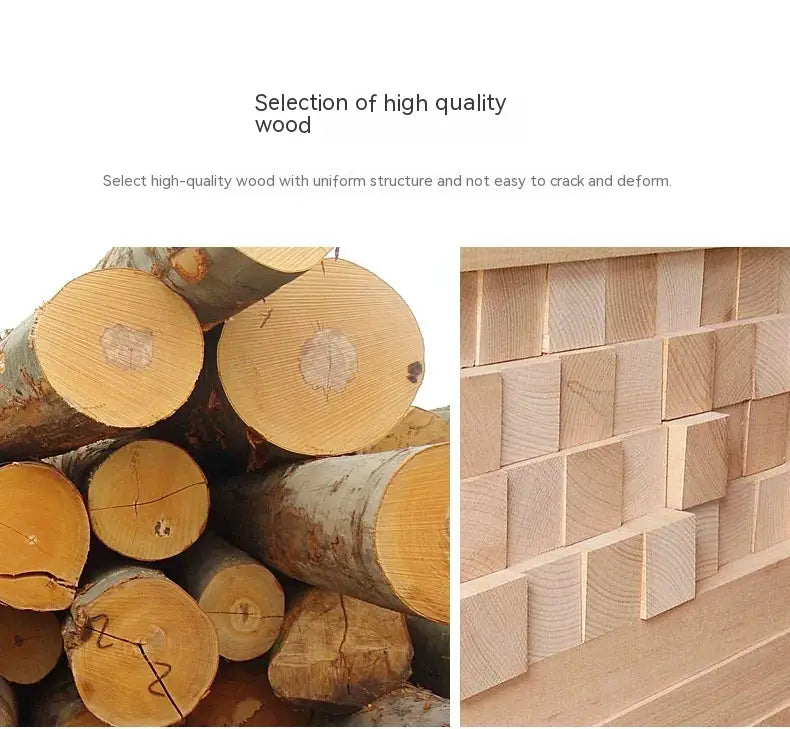 Pile de bûches en bois de bonne qualité de couleur brun clair, avec un grain visible et une écorce naturelle, pour jeu d’ensemble caserne de pompiers et poste de police en bois pour enfants.