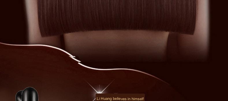 Auriculares negros con acabado pulido y elegante, acompañando una botella de 30 ml de aceite esencial para el cuidado del cabello, salón protector