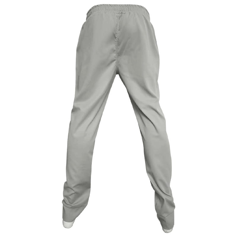 Joggeurs décontractés pour hommes à jambe fuselée gris clair, avec une ceinture élastique et une coupe fuselée ample adaptée à un usage sportif.