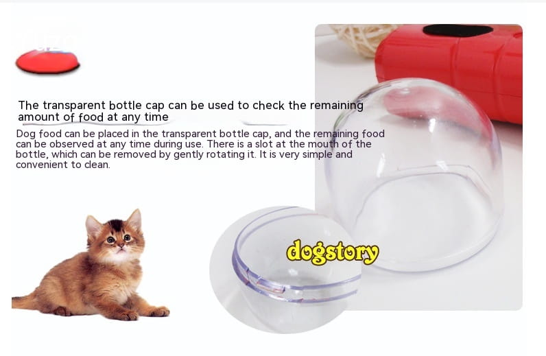bouchon de bouteille transparent en plastique transparent, muni d’une fente pour un retrait et un nettoyage faciles, conçu pour un cliquet d’entraînement pour animaux de compagnie et un distributeur de friandises afin de surveiller la quantité de nourriture pour chien restante.