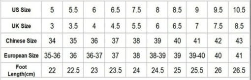 Size conversion chart for men lightweight mesh clog slippers with adjustable straps showing US UK Chinese and European sizes with foot lengths in centimeters.