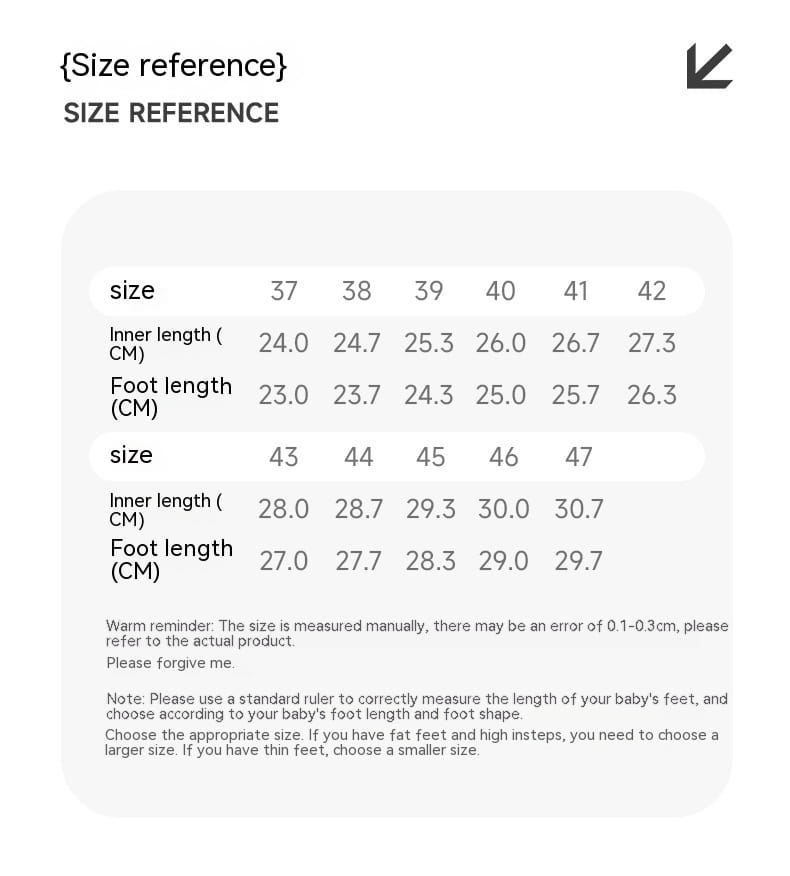 Tableau de correspondance des tailles en centimètres pour des chaussures de sport décontractées en daim pour bébé, unisex, gs6968.