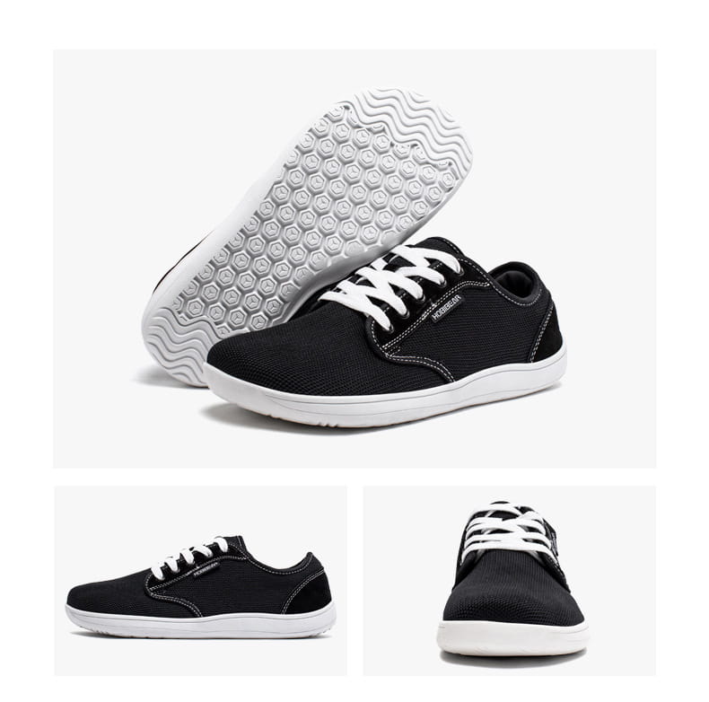 Sneakers basses décontractées en toile noire en daim unisexe gs6968 avec lacets blancs et semelle en caoutchouc blanche.
